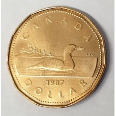 CANADA 1987 . ONE 1 DOLLAR . LOONIE COIN . COLLECTABLE . UNCIRCULATED